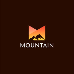 Obraz premium Mountain Logo Design Template Inspiration, M Letter