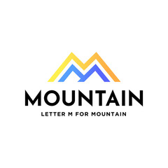 Mountain Logo Design Template Inspiration, M Letter