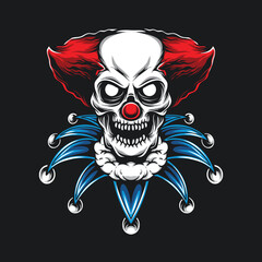 skull red clown vector illustration