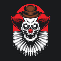red skull clown for clothing artwork