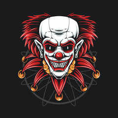 red hair clown vector logo
