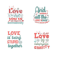 Valentine daytypographyt shirt design set