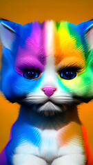Fototapeta premium cute rainbow kitten colorful generative ai