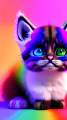 cute rainbow kitten colorful generative ai