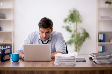 Young male employee working in the office