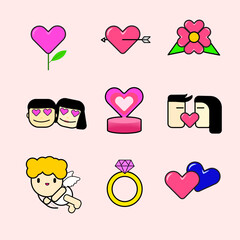 vector heart shaped icon image that can be used for valentine festival