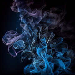 Obraz premium Blue Smoke on Black Background Generative