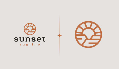 Sunset Hill Logo Template. Universal creative premium symbol. Vector illustration. Creative Minimal design template. Symbol for Corporate Business Identity