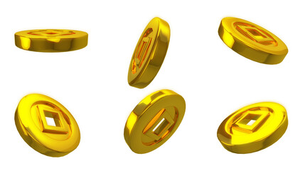 Happy chinese new year and gold. 3D illustration, 3D rendering