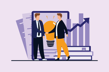 Business Cooperation Flat Design Illustration