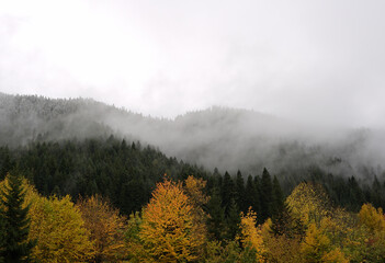 Beautiful autumn mountain landscape of the Caucasus mountain range