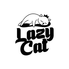 Lazy cat, cute sleeping cat icon, logo design, vector illustration