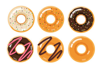 Fototapeta premium set of donuts isolated element vector illustration 