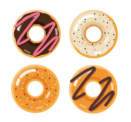 Fototapeta premium set of donuts isolated element vector illustration 