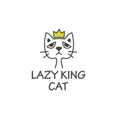 Lazy cat, cute sleeping cat icon, logo design, vector illustration