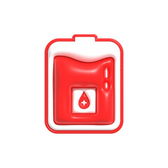 Blood pack symbol, Blood transfusion, Blood bag icon, Blood Donation and Saving life 3D rendering