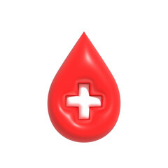 Fototapeta premium Blood drop symbol, Blood transfusion, World blood donor day. Blood Donation and Saving life 3D rendering