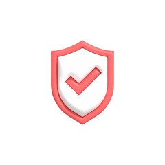 Guard shield icon, Safety shield with check mark inside, Security and Guaranteed 3d render illustration