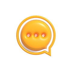 3D speech bubble chat with dots inside, Message notification icon, Bubble chat 3D render illustration