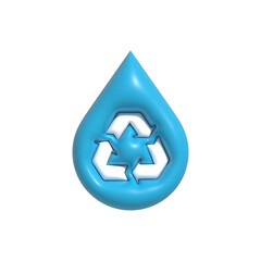 Blue water drop icon, Washing hand for covid pandemic. World water day and Save water 3D render illustration