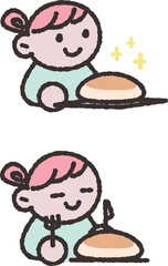 パンを食べるイラスト素材