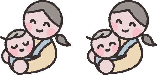 赤ちゃんを抱っこする母親