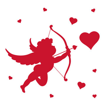 Silhouette of Cupid. Vector illustration