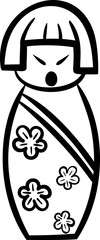 Japanese traditional kokeshi doll doodle