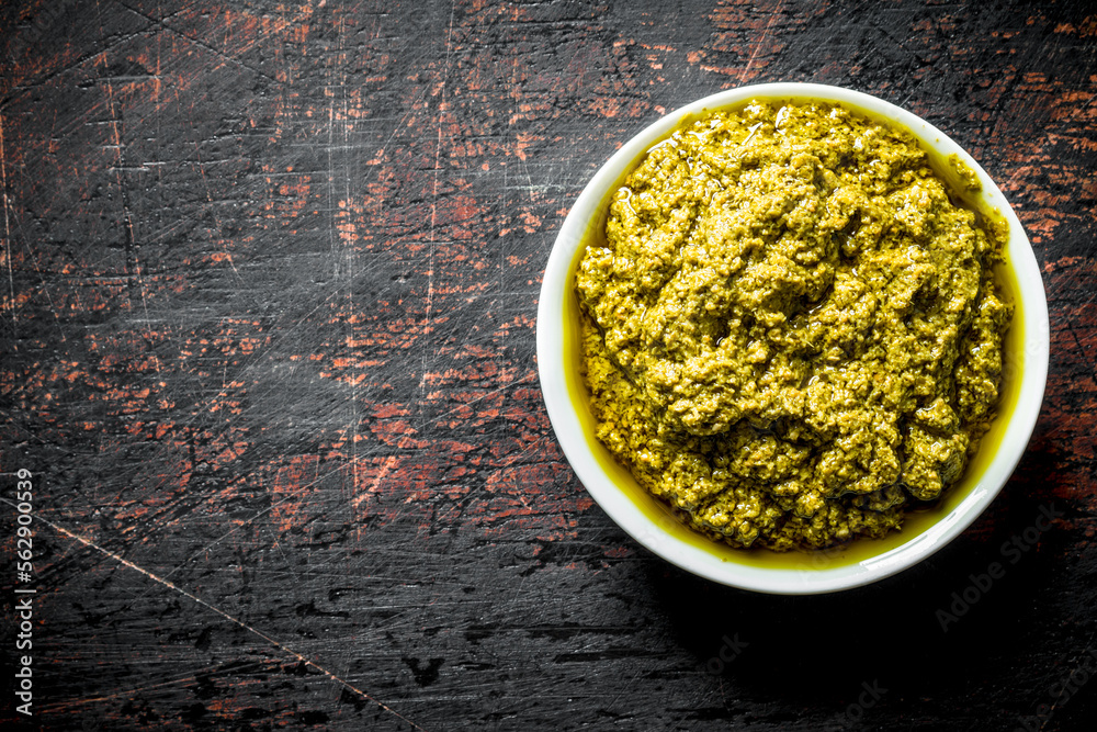 Canvas Prints Pesto sauce in bowl.