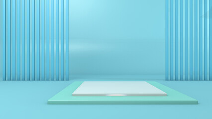Minimal blue sky product podium display background 3D