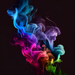 Fototapeta na wymiar Multicolor Smoke on Black Background Generative