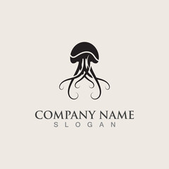 Jellyfish icon illustration design, simple logo template vector