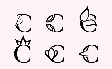 monogram set of letter C brand beauty logo