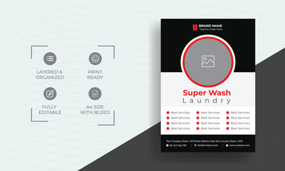 Laundry Service Flyer, Laundry service flyer template. Laundry service poster design ideas. Cleaning service leaflet template
