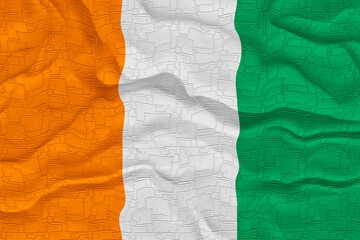 National flag  of Ivory Coast. Background  with flag  of Ivory Coast