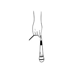 illustration of a hand holding a microphone,hand drawn icon of a hand holding a microphone