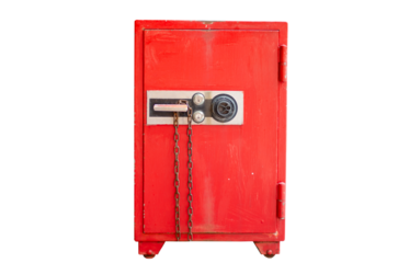 old red safe box on transparent background