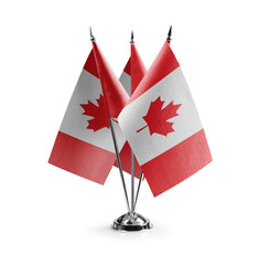 Small national flags of the Canada on a white background