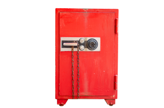 old red safe box on transparent background