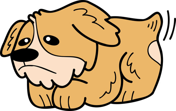 Hand Drawn Corgi Dog is sad illustration in doodle style