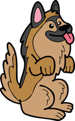 Obraz na płótnie Canvas Hand Drawn German Shepherd Dog begging owner illustration in doodle style
