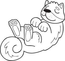 Hand Drawn sleeping Shiba Inu Dog illustration in doodle style