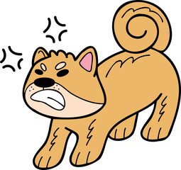 Hand Drawn angry Shiba Inu Dog illustration in doodle style