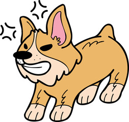 Hand Drawn angry Corgi Dog illustration in doodle style