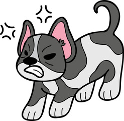 Hand Drawn French bulldog illustration in doodle style