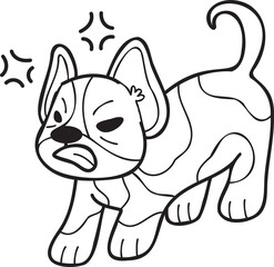 Hand Drawn French bulldog illustration in doodle style