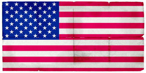 The flag of the United States with the texture of old paper.