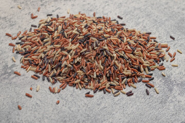 Raw three color jasmine rice.Thai rice grains