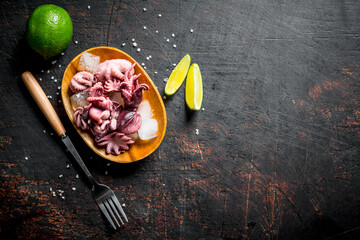 Baby octopus with lime.