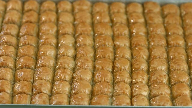 Traditional turkish baklava pistachio pastry. Dilberdudagi, ozel kesim baklava, cikolatali baklava, fistikli baklava, katmer, fistikli kadayif, kattafi, fistik sarma, soguk baklava, midye baklava, cev